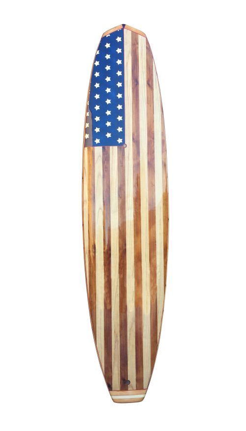 Handcrafted Wood Paddleboard USA Flag Board