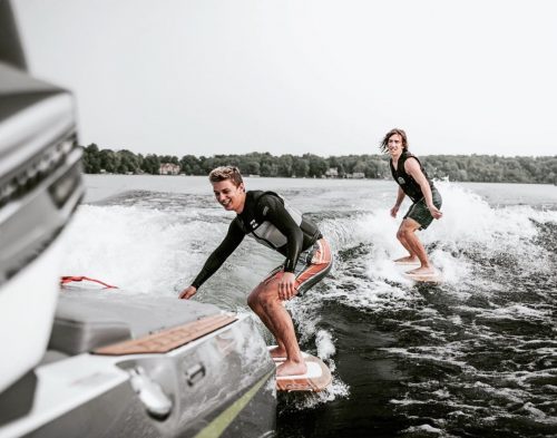 wakesurfing tag team by shore boards